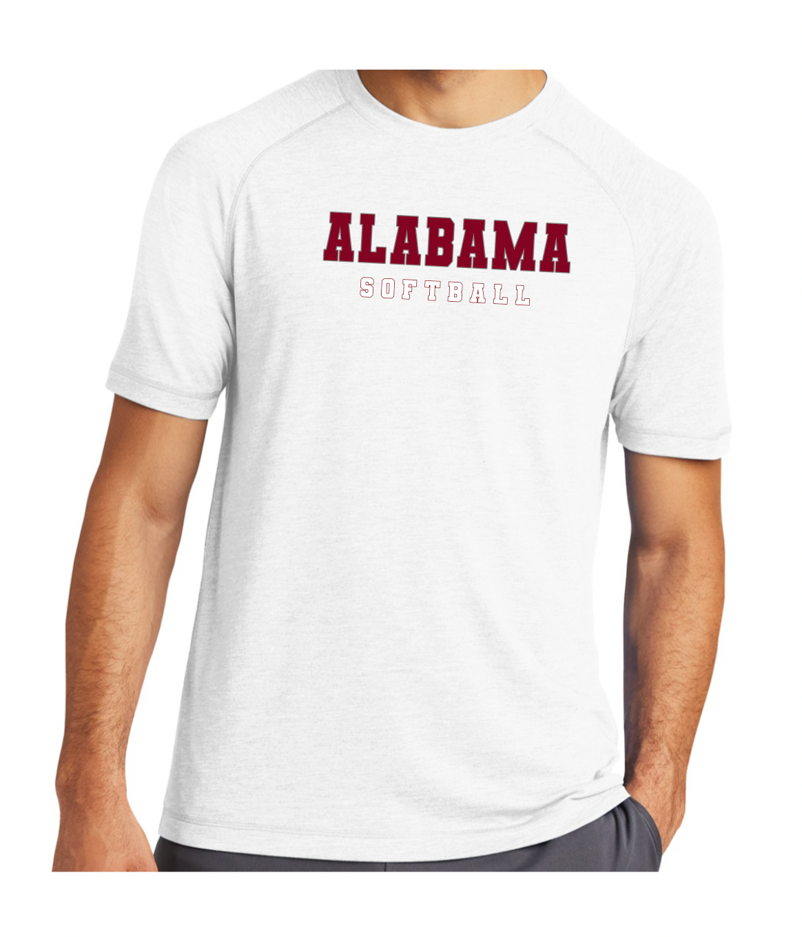 Alabama Softball stack - Posi-Charge Raglan Tee (white - adult only) ST400