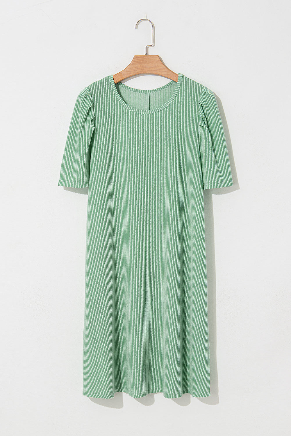 Blossom Corded Crew Neck Puff Sleeve Mini Dress