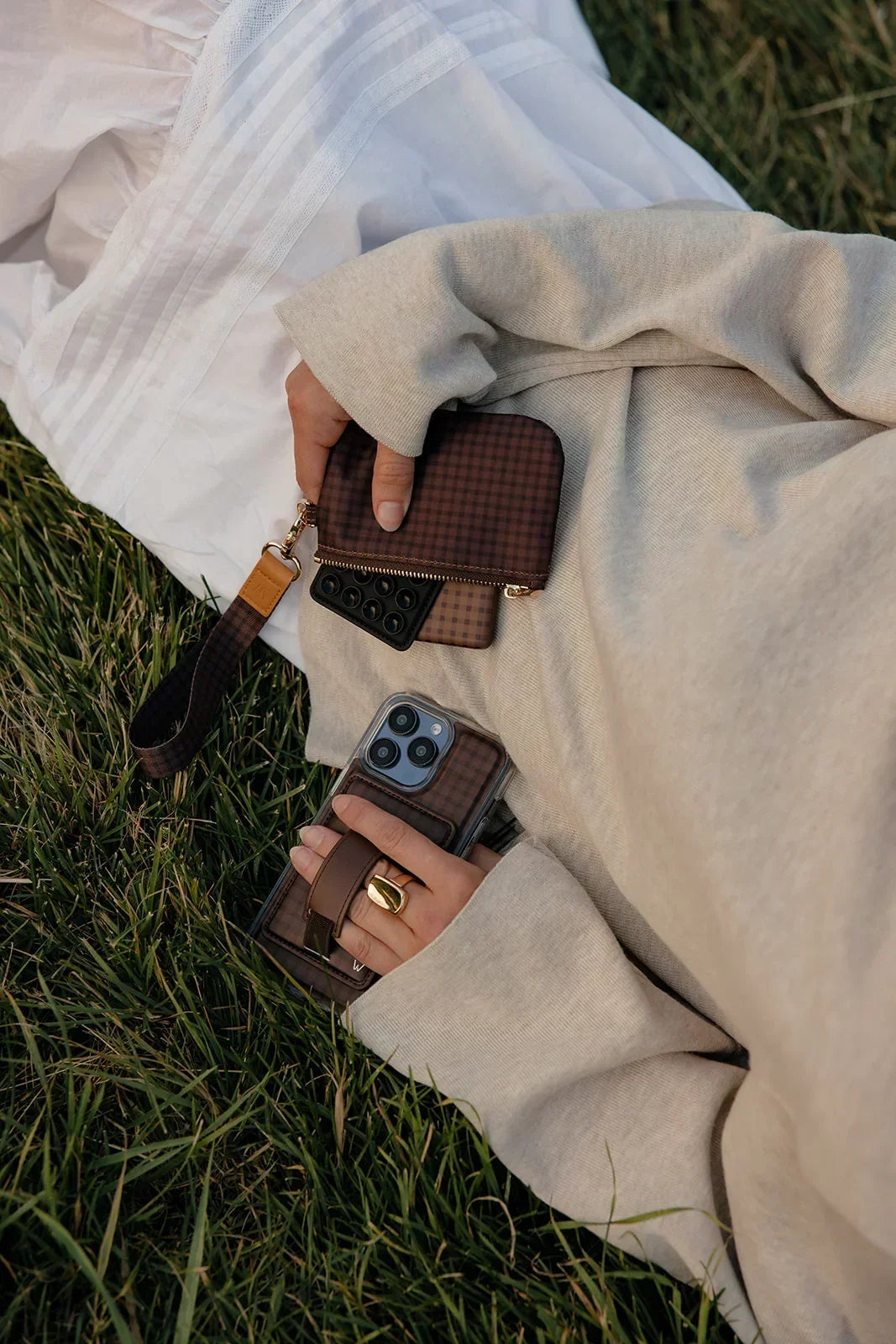 Cafe Gingham Wrist Lanyard