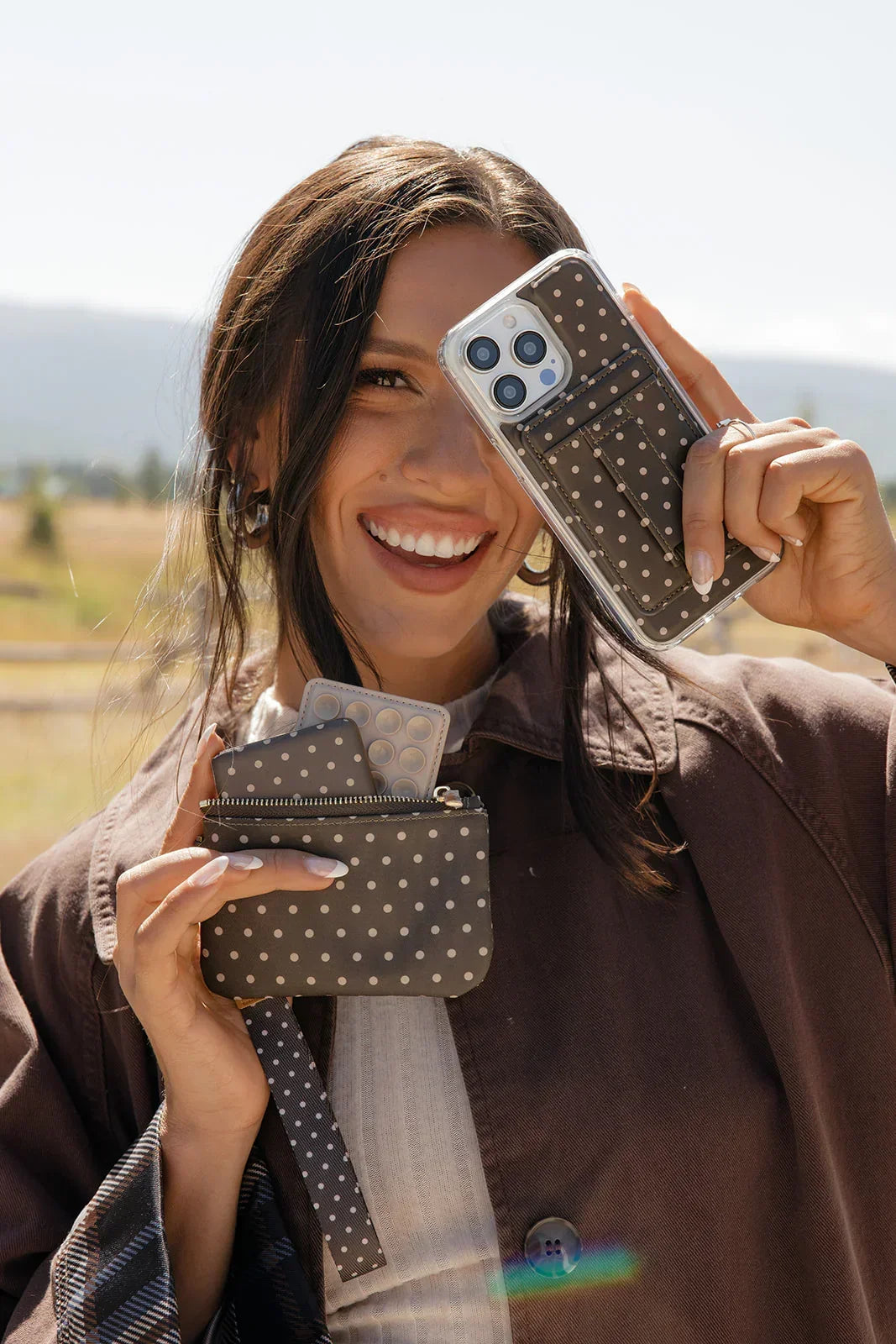 Cocoa Dot Zipper Pouch