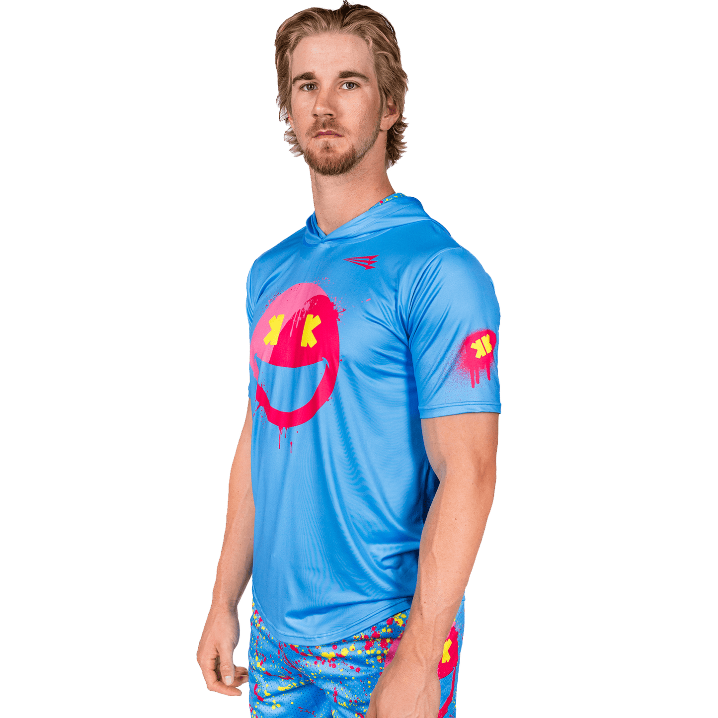 Smiley K Paint Splatter HyperMAX Short Sleeve Baseball Hoodie