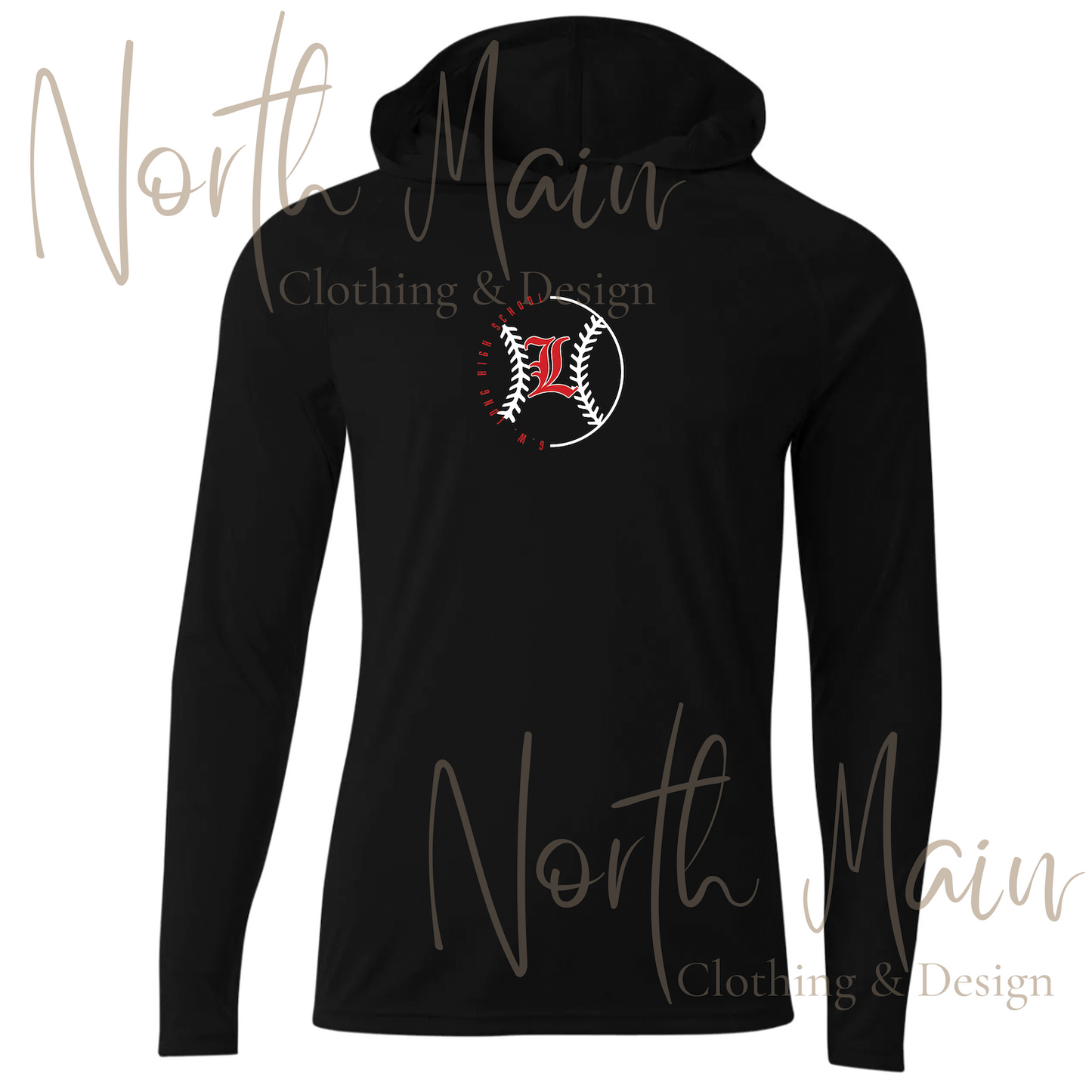 Baseball Outline Team w/Logo - Short or Long Sleeve A4 Hoodie