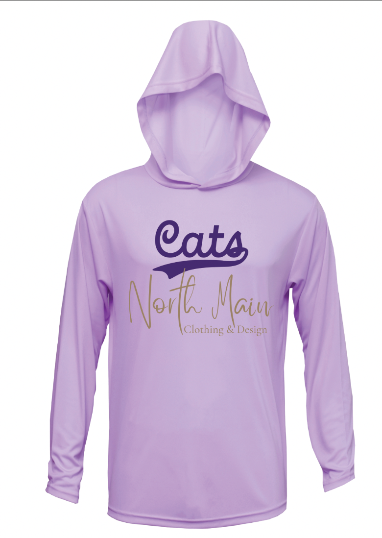Ariton Cats Script - BAW Powder Purple Long Sleeve Performance Hoodie