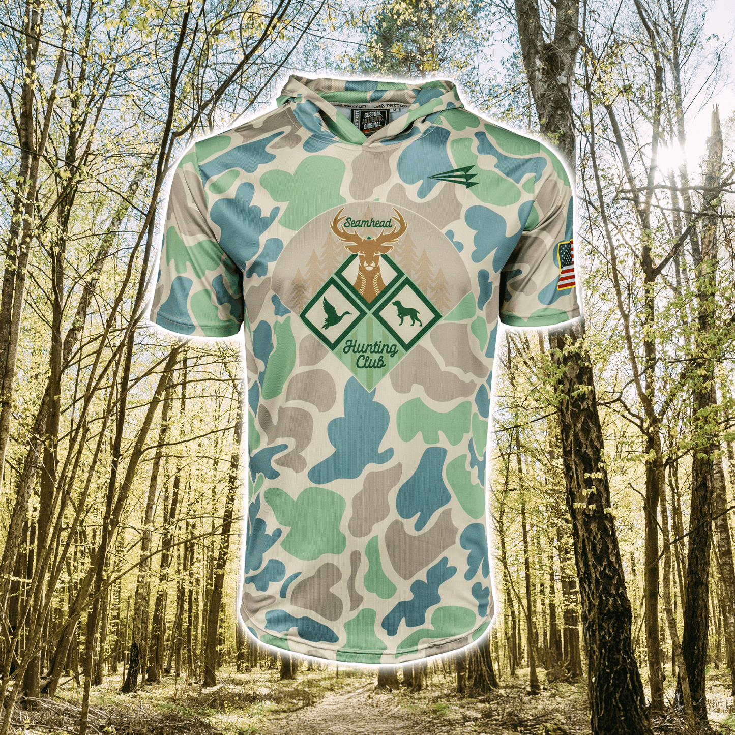 Seamhead Hunting Club HyperMAX Short Sleeve Camo Baseball Hoodie