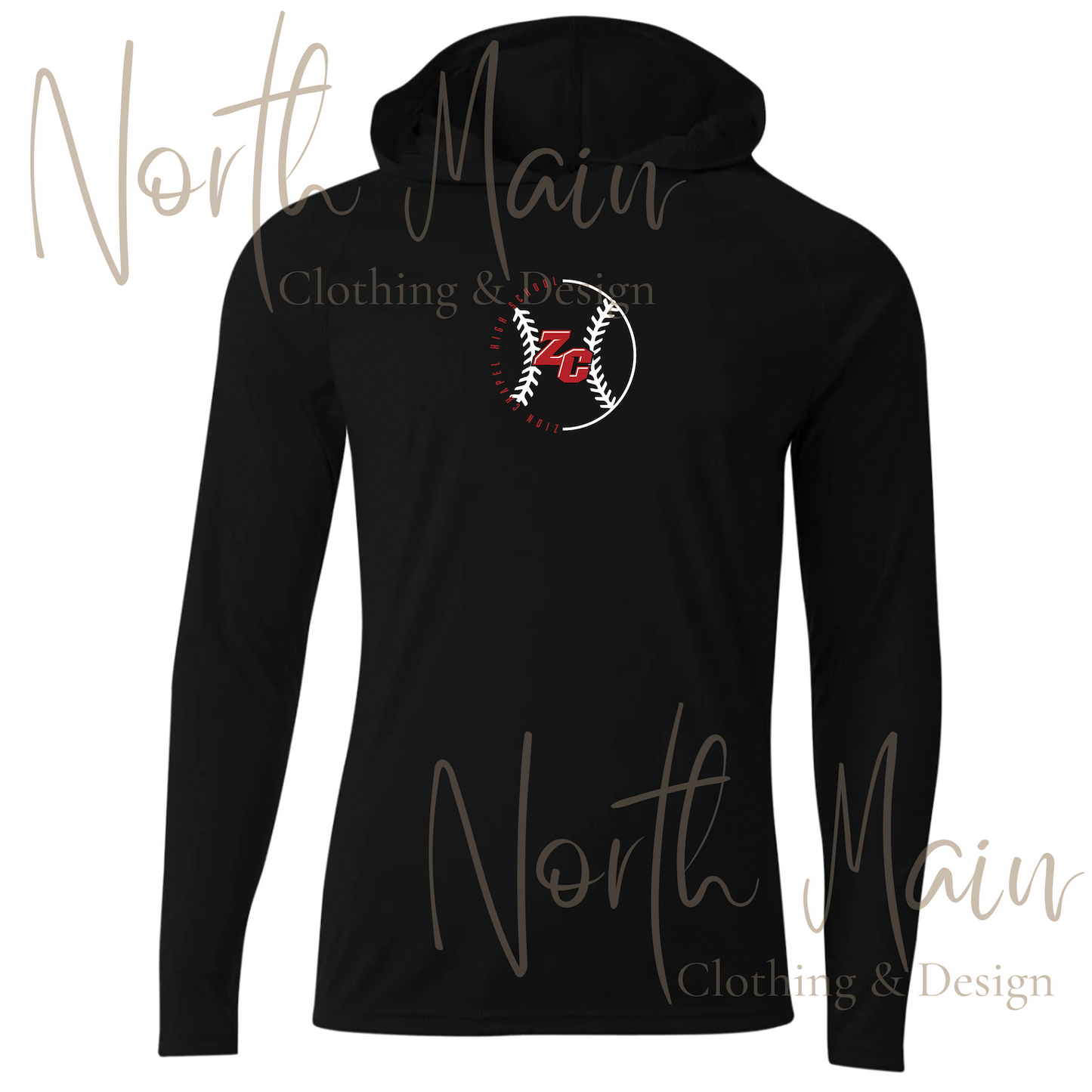 Baseball Outline Team w/Logo - Short or Long Sleeve A4 Hoodie