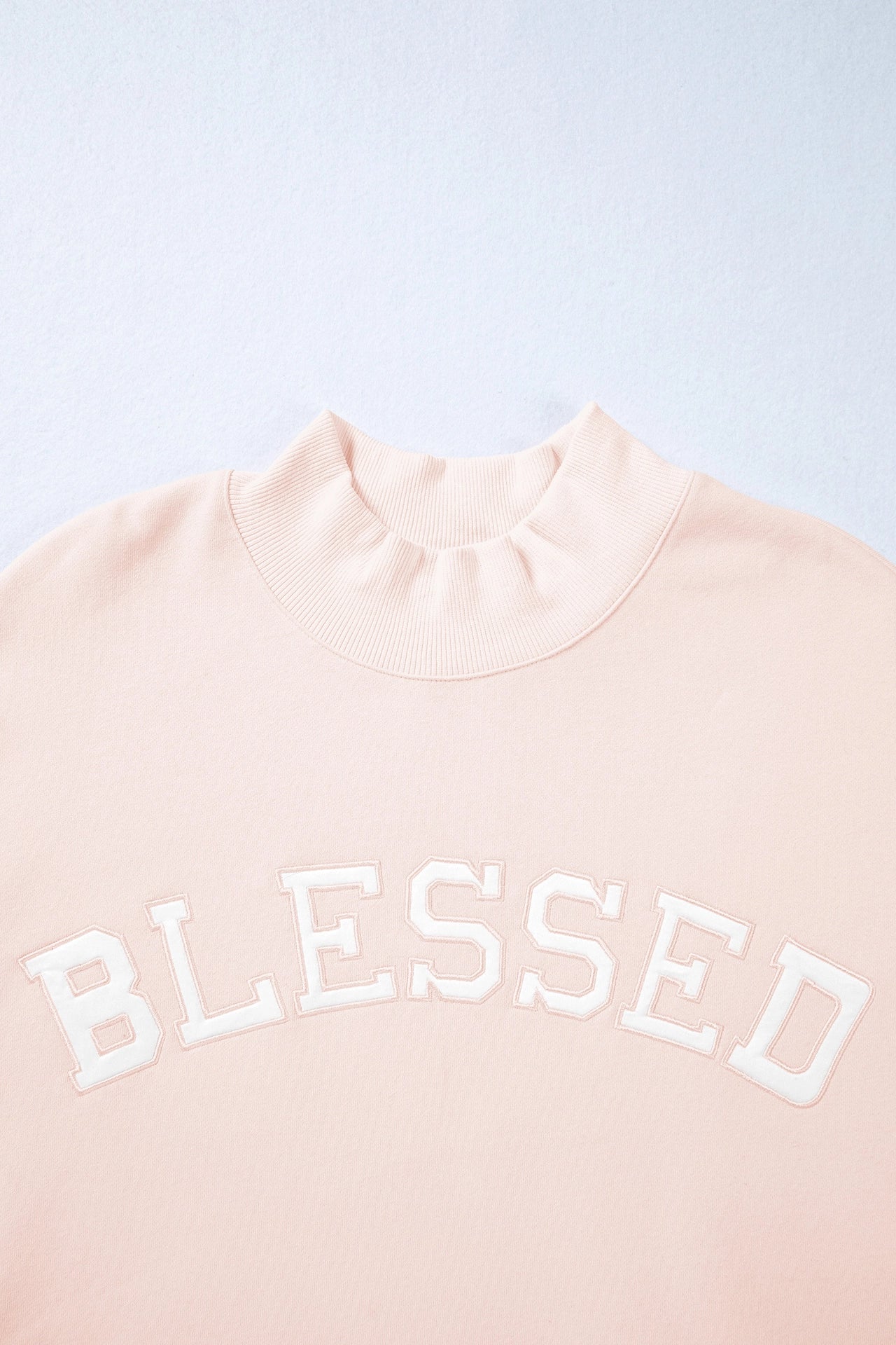 Blessed Embroidered Mock Neck Sweatshirt
